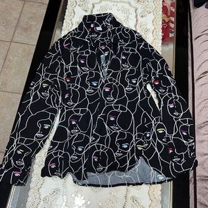 Twik black and white long sleeved button down shirt